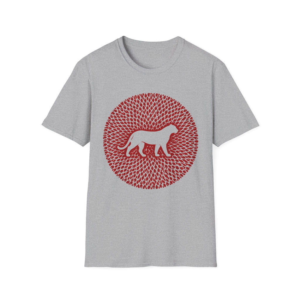 Dog Silhouette Mandala T-Shirt — Red Floral Pattern Tee for Dog Lovers