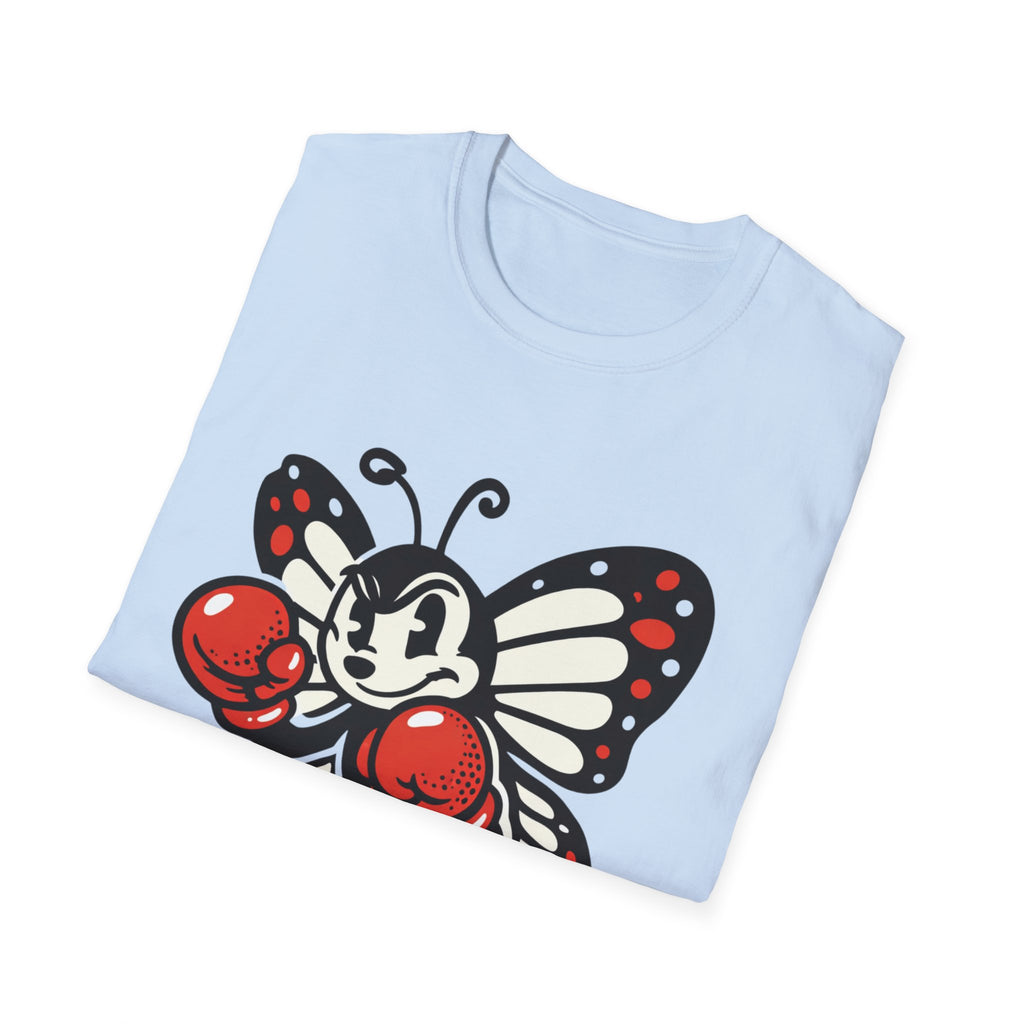 Boxing Butterfly T‑Shirt — Retro Mascot Graphic Tee for Fans of Sporty, Playful Style