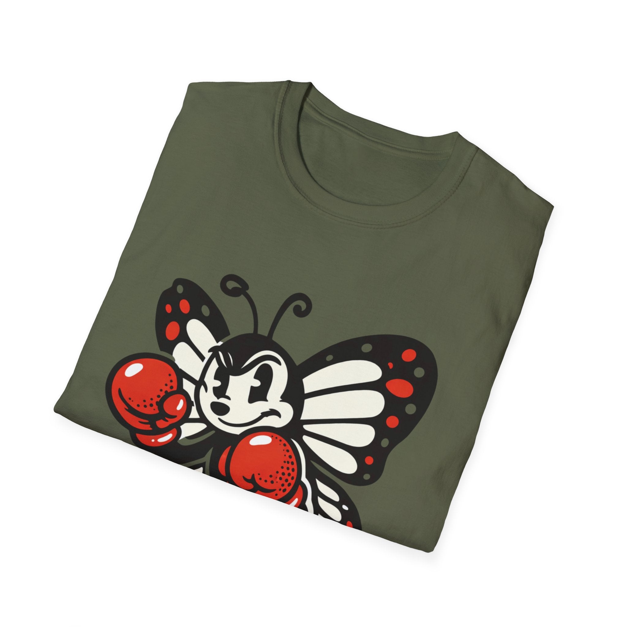 Boxing Butterfly T‑Shirt — Retro Mascot Graphic Tee for Fans of Sporty, Playful Style