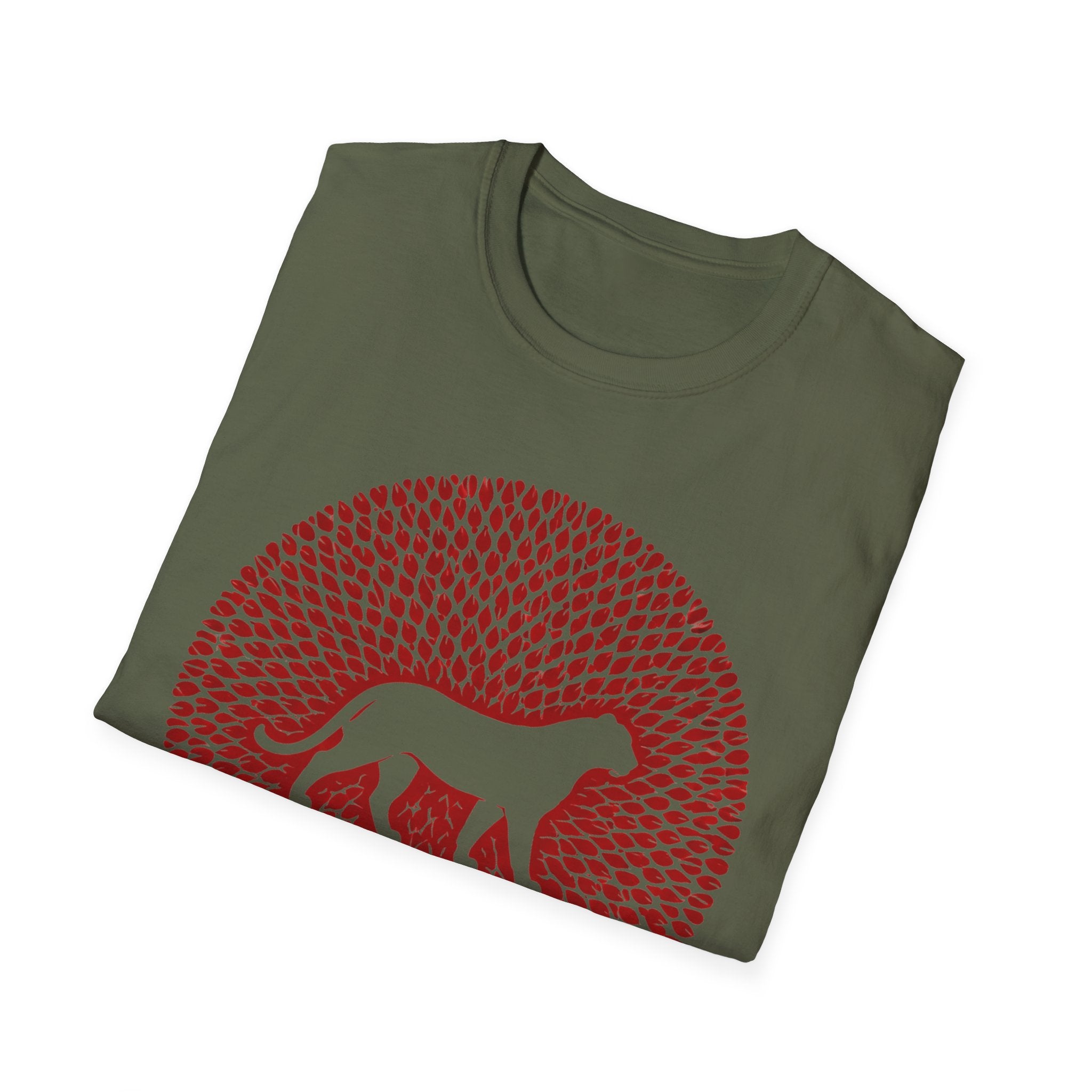 Dog Silhouette Mandala T-Shirt — Red Floral Pattern Tee for Dog Lovers
