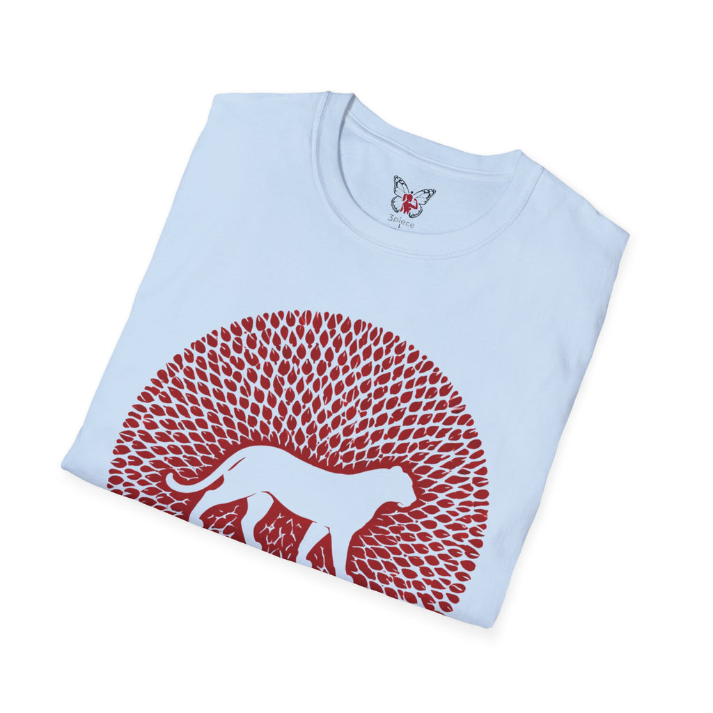 Panther Silhouette Mandala T-Shirt — Red Floral Pattern Tee for Cat Lovers