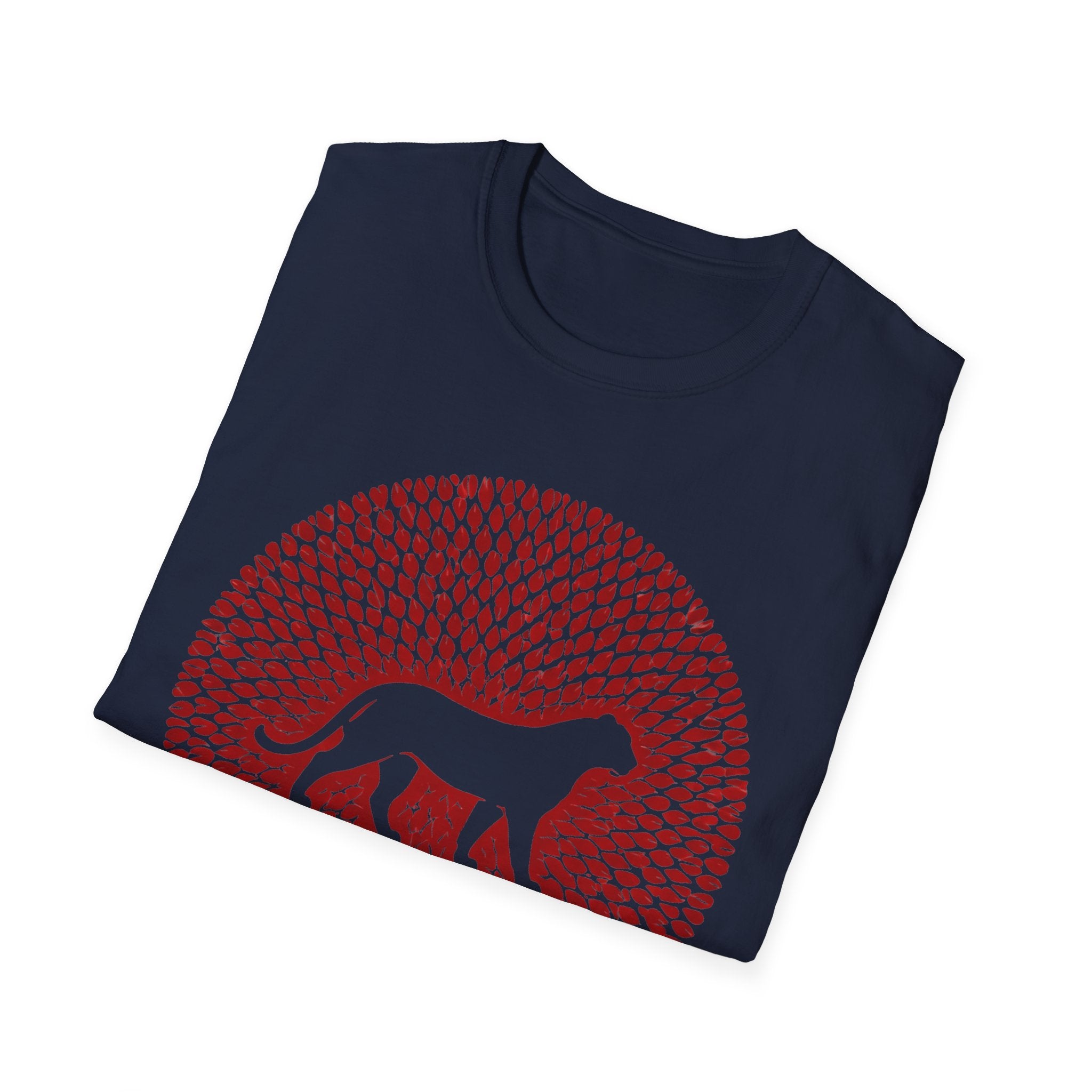 Dog Silhouette Mandala T-Shirt — Red Floral Pattern Tee for Dog Lovers