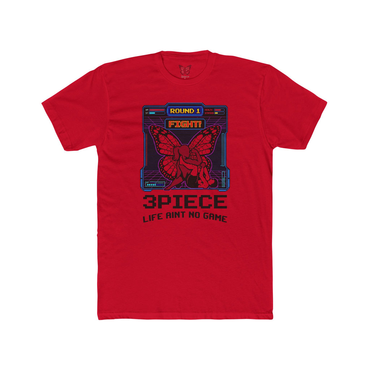 Retro Arcade Butterfly Tee — “3PIECE Life Ain't No Game” Graphic T-Shirt