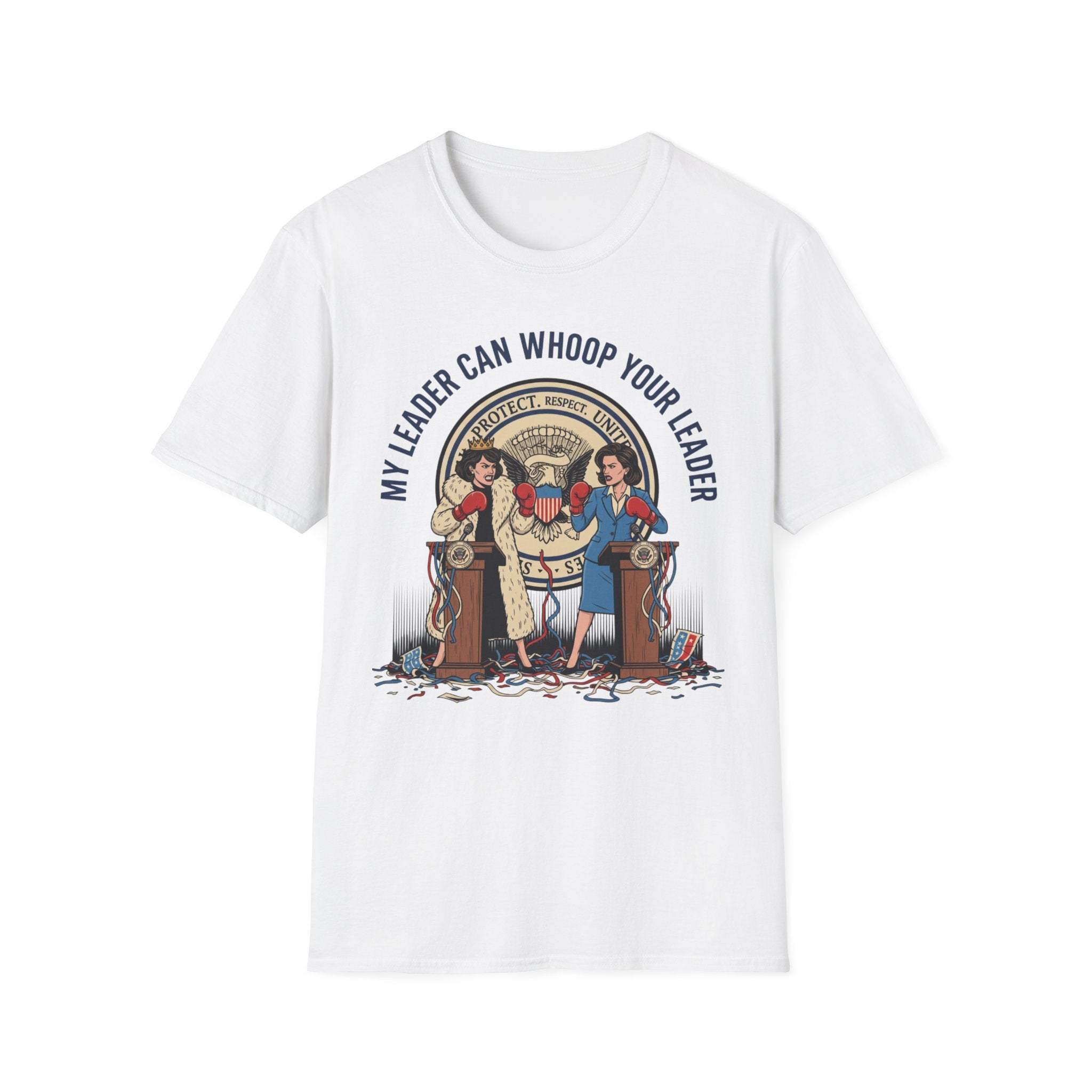 T‑Shirt — “My Leader Can Whoop Your Leader” Vintage Debate Graphic Tee