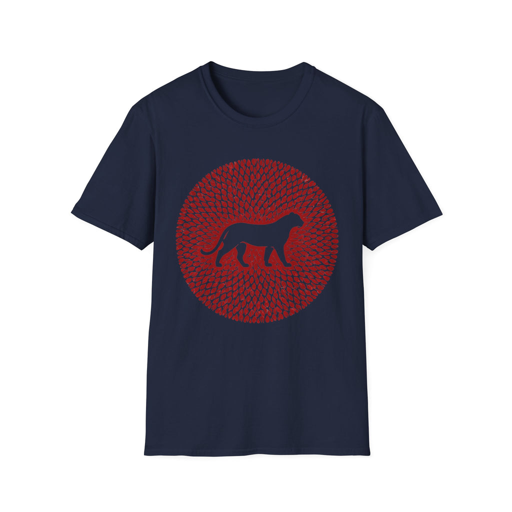 Dog Silhouette Mandala T-Shirt — Red Floral Pattern Tee for Dog Lovers