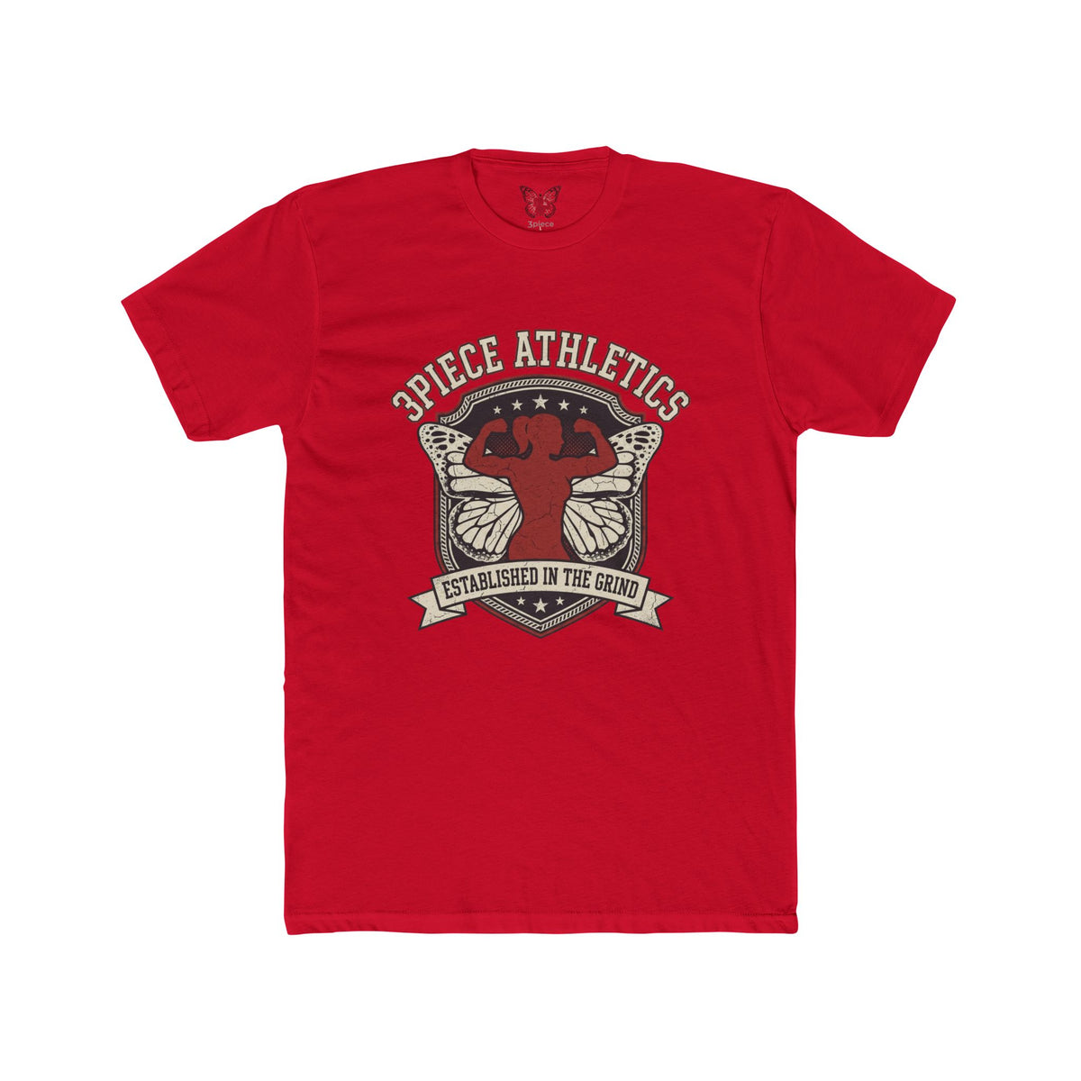Vintage Sports Tee —3piece Athletics: Established in the Grind' Crew Shirt