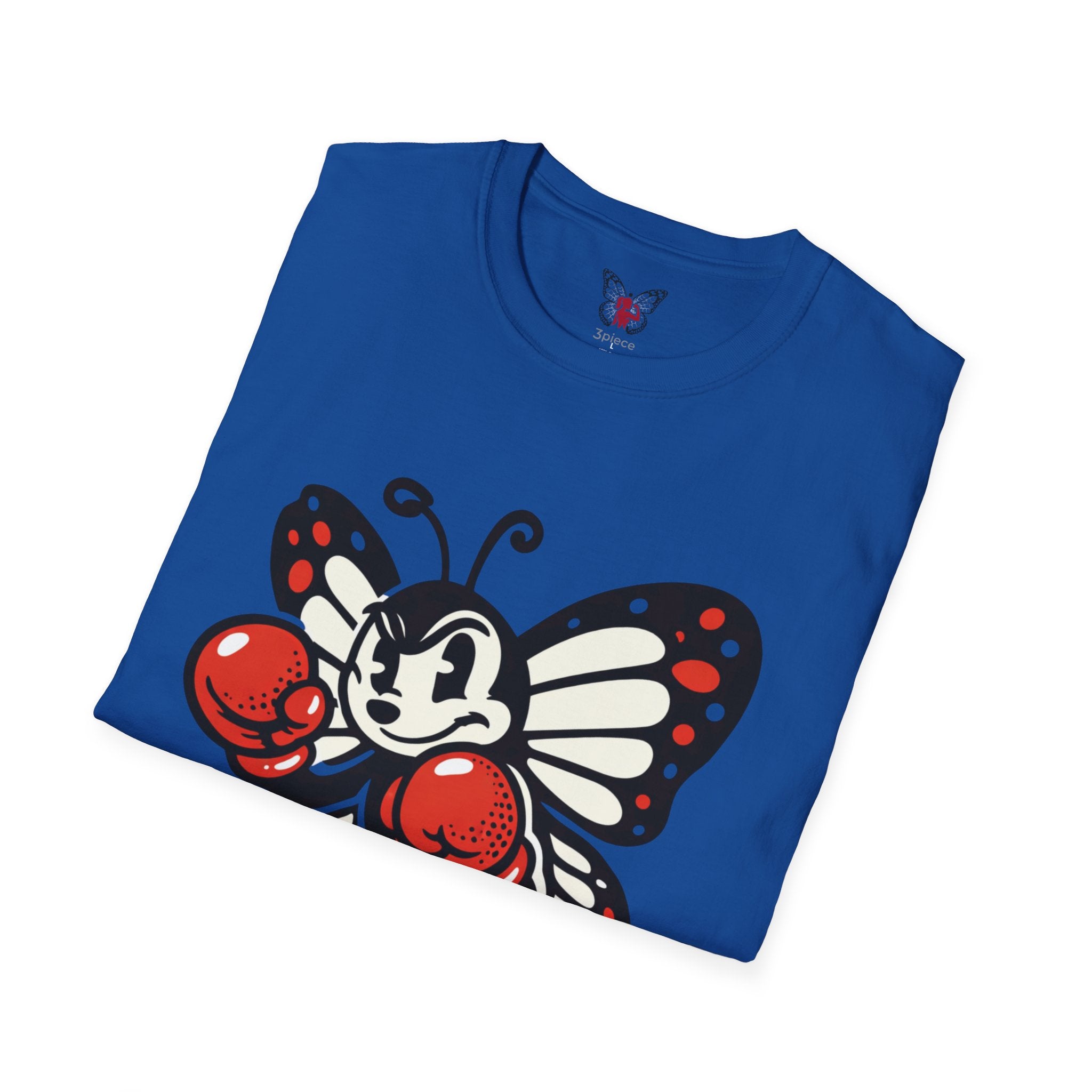 Boxing Butterfly T‑Shirt — Retro Mascot Graphic Tee for Fans of Sporty, Playful Style