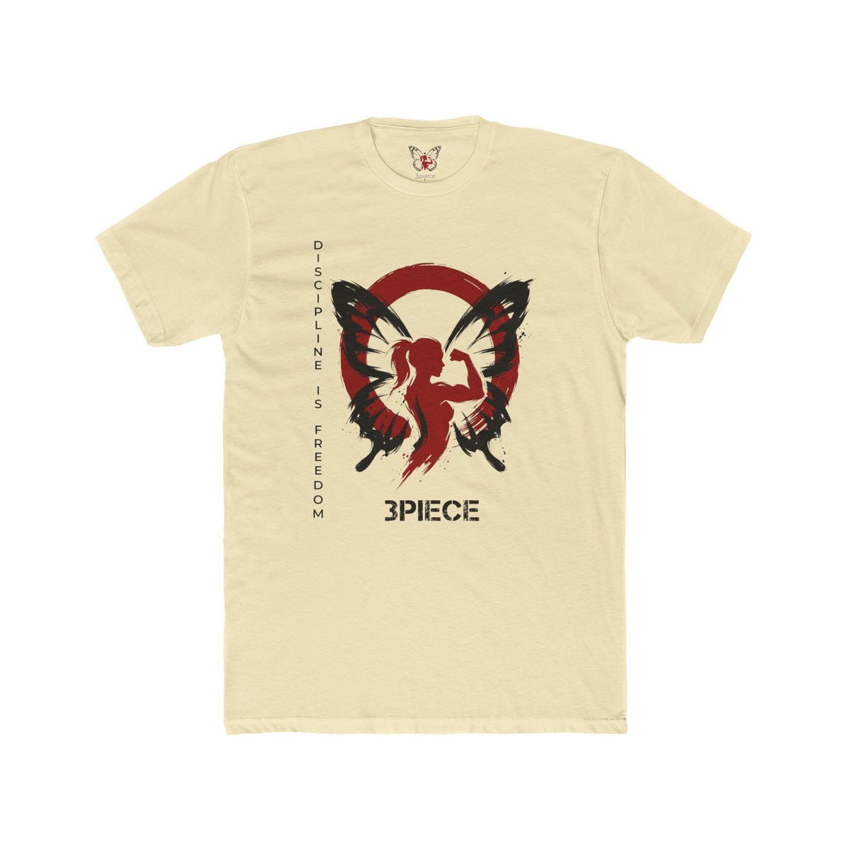 3PIECE Butterfly Emblem T-Shirt — "Discipline Is Freedom" Graphic Tee