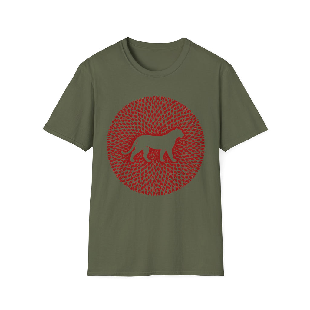 Dog Silhouette Mandala T-Shirt — Red Floral Pattern Tee for Dog Lovers