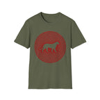 Dog Silhouette Mandala T-Shirt — Red Floral Pattern Tee for Dog Lovers