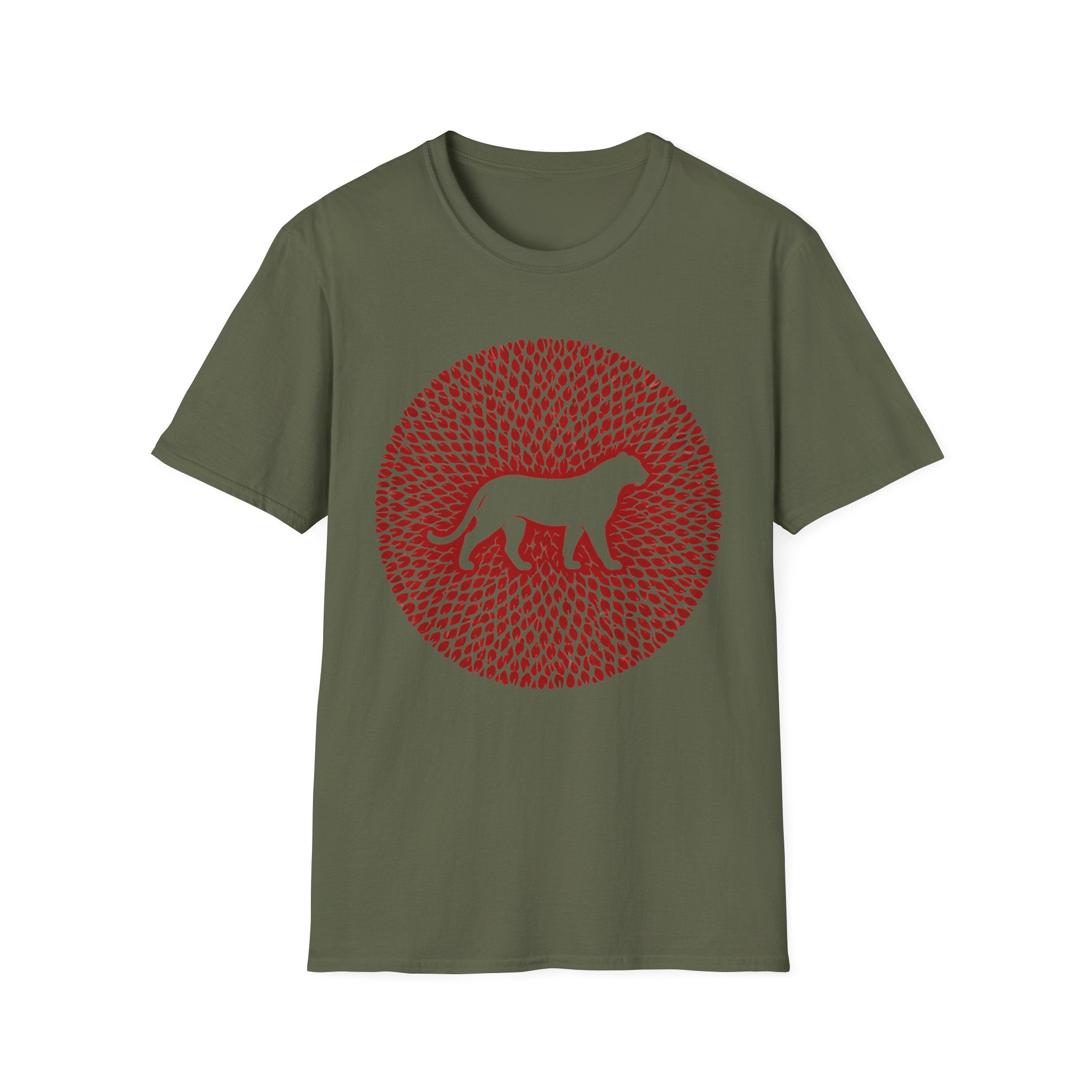 Dog Silhouette Mandala T-Shirt — Red Floral Pattern Tee for Dog Lovers