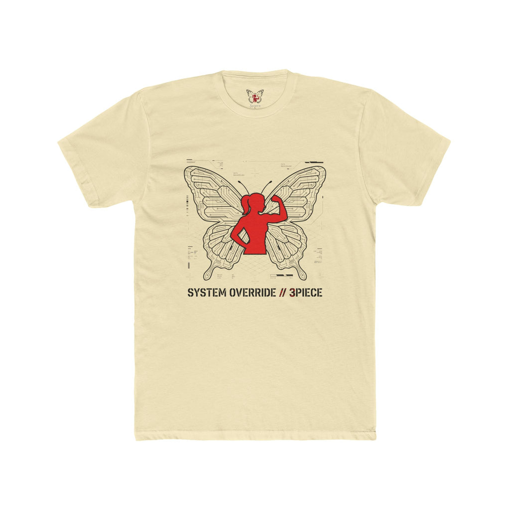 Butterfly Rebel Tee — "SYSTEM OVERRIDE // 3PIECE" Graphic Shirt