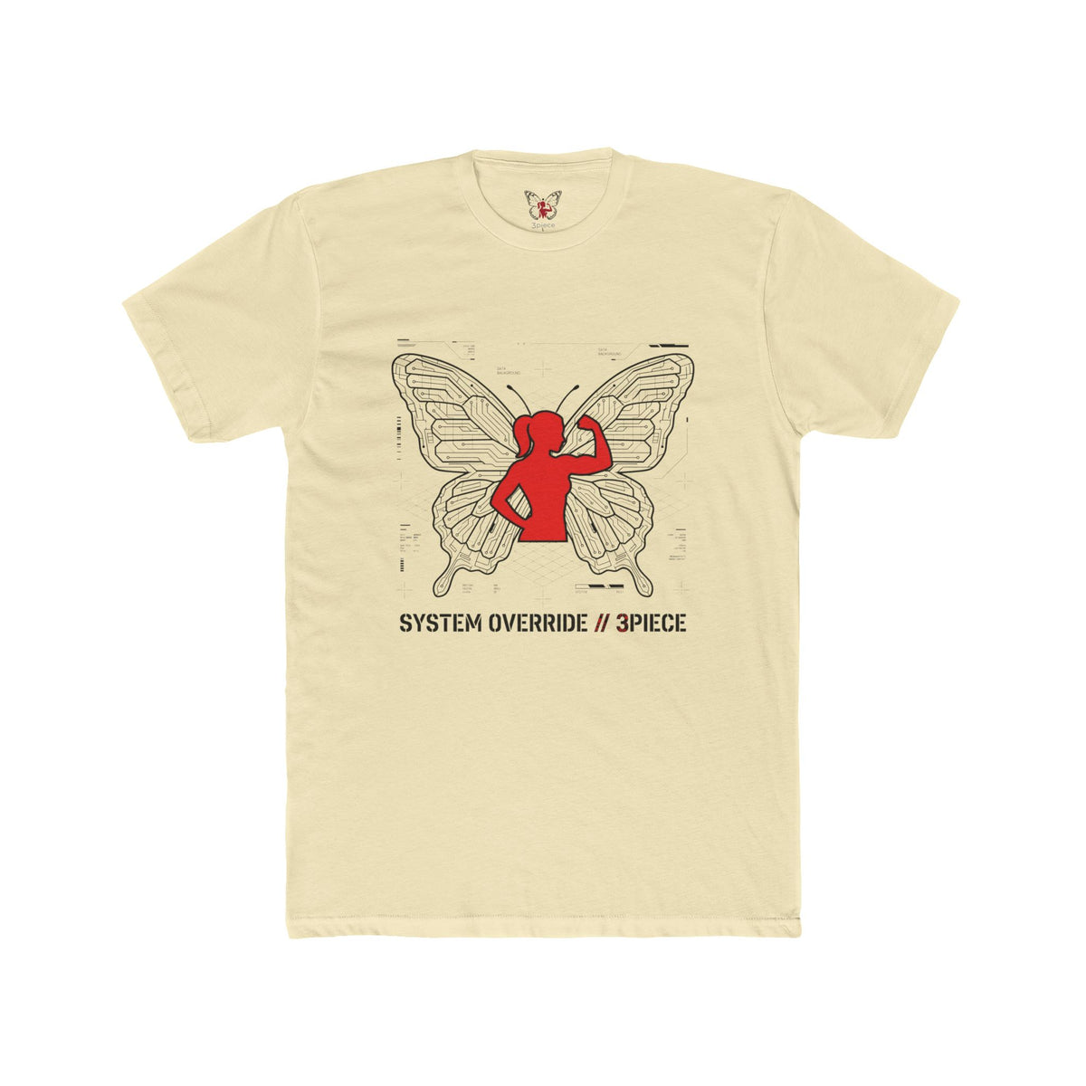Butterfly Rebel Tee — "SYSTEM OVERRIDE // 3PIECE" Graphic Shirt