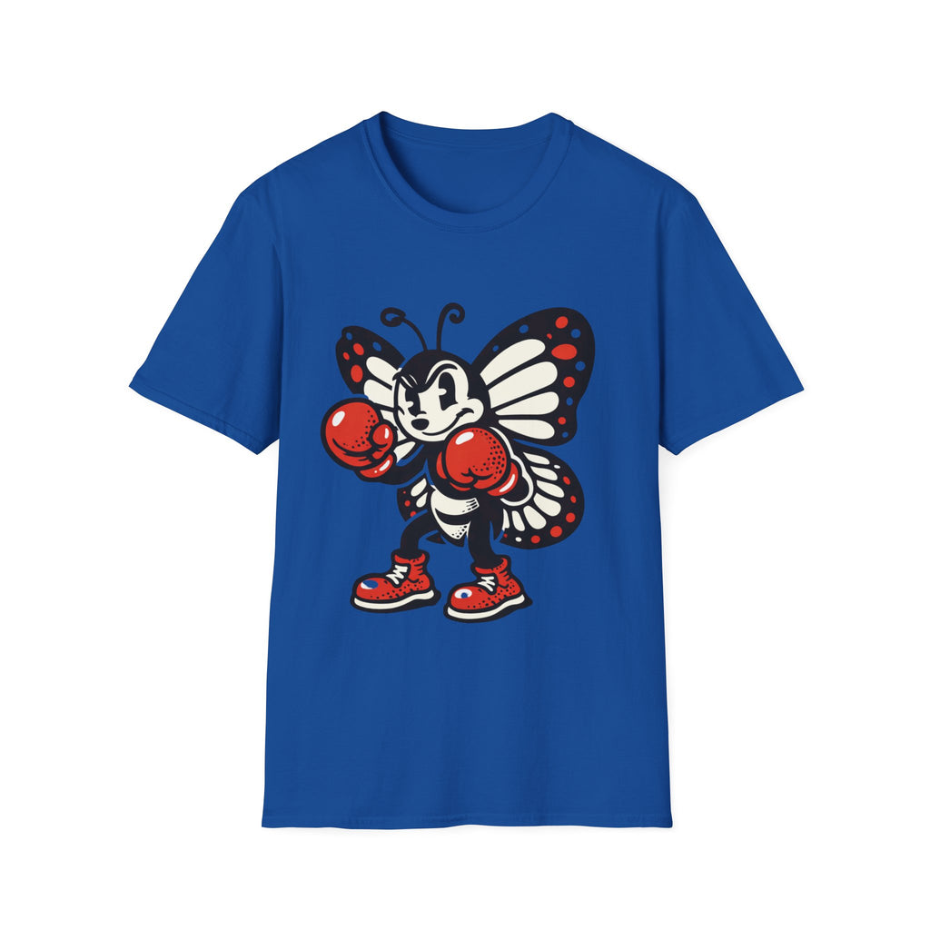 Boxing Butterfly T‑Shirt — Retro Mascot Graphic Tee for Fans of Sporty, Playful Style