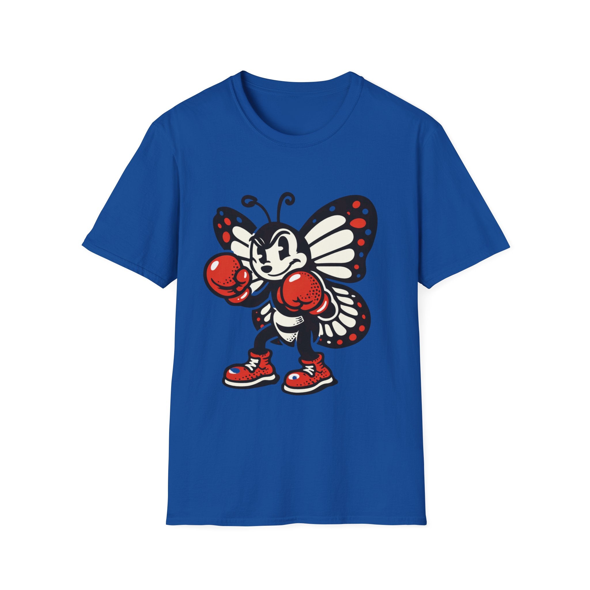 Boxing Butterfly T‑Shirt — Retro Mascot Graphic Tee for Fans of Sporty, Playful Style