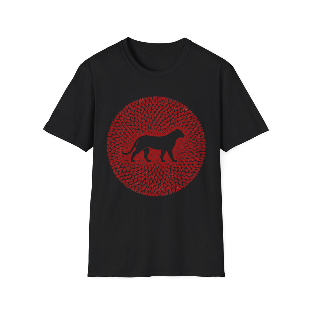 Dog Silhouette Mandala T-Shirt — Red Floral Pattern Tee for Dog Lovers