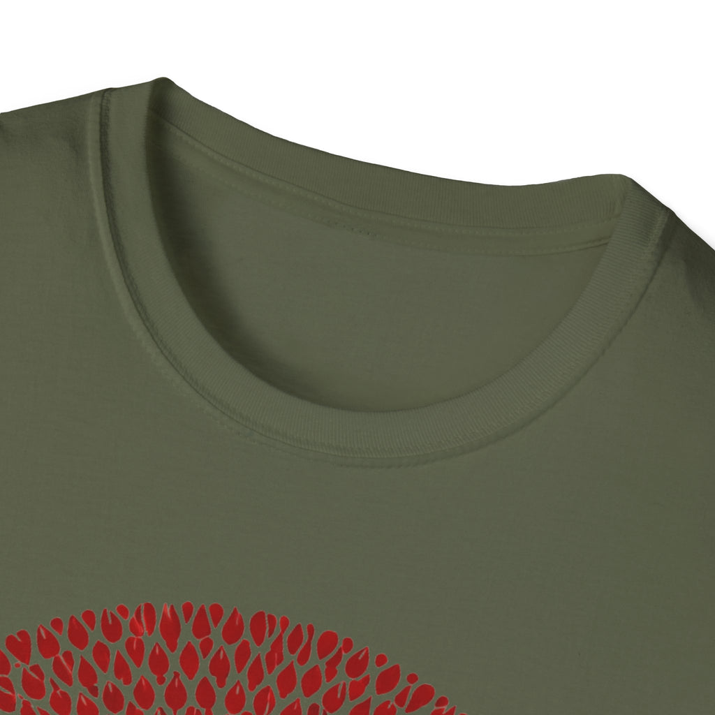 Dog Silhouette Mandala T-Shirt — Red Floral Pattern Tee for Dog Lovers