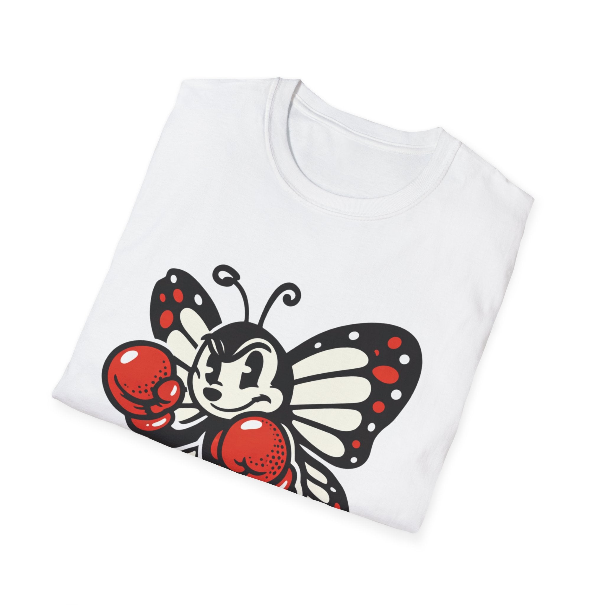 Boxing Butterfly T‑Shirt — Retro Mascot Graphic Tee for Fans of Sporty, Playful Style