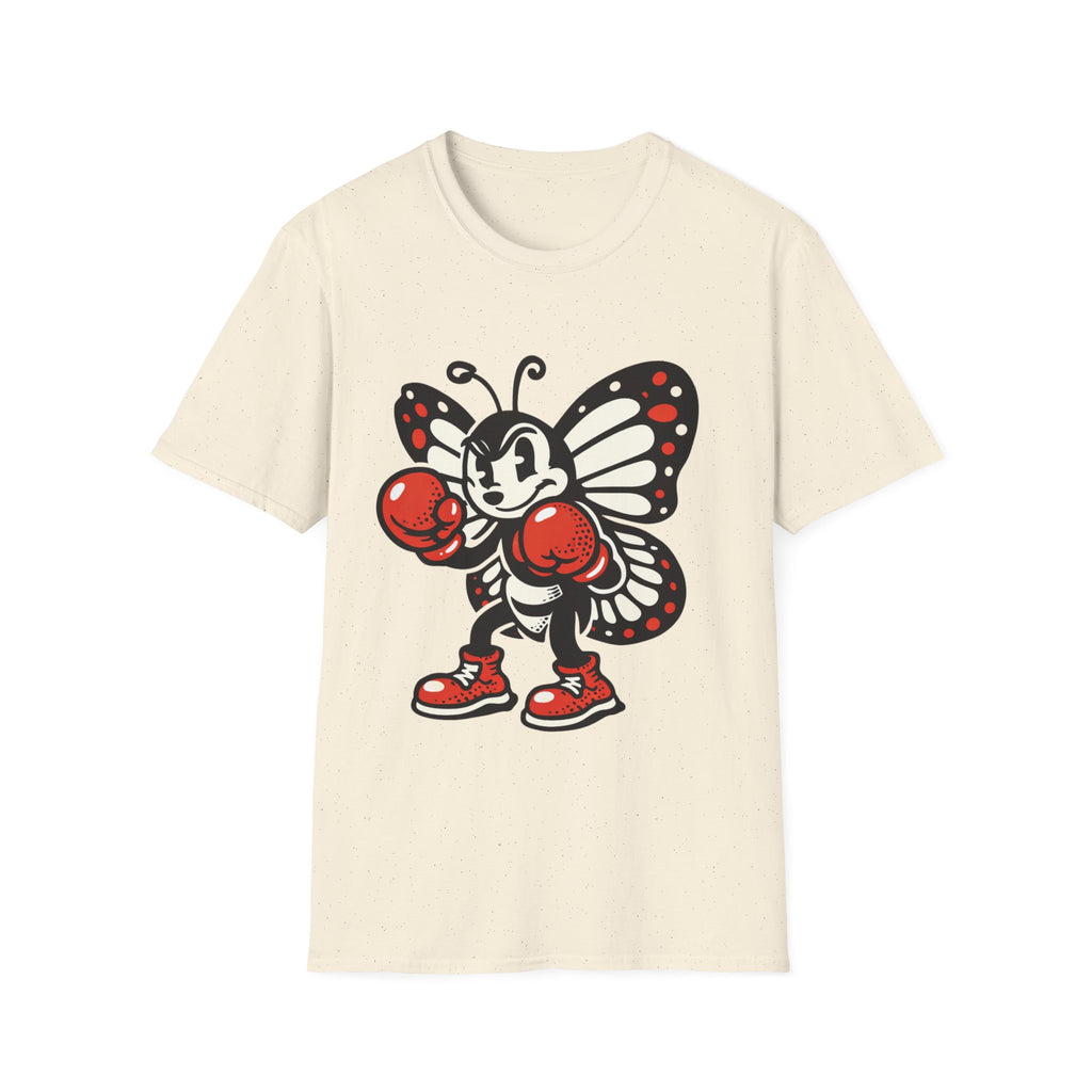 Boxing Butterfly T‑Shirt — Retro Mascot Graphic Tee for Fans of Sporty, Playful Style