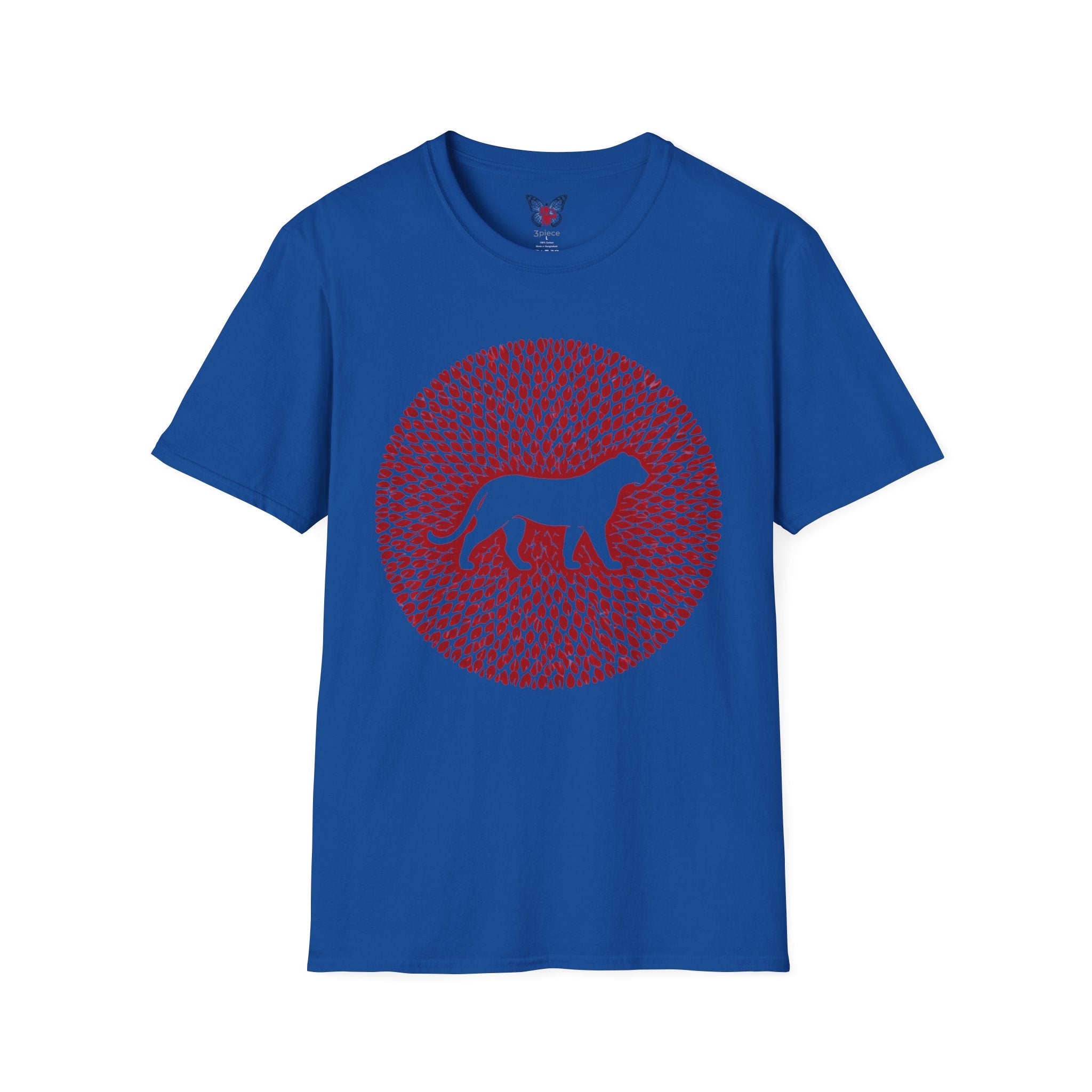 Panther Silhouette Mandala T-Shirt — Red Floral Pattern Tee for Cat Lovers