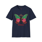 Butterfly Crown T-Shirt — Empowered Black Woman Silhouette Design