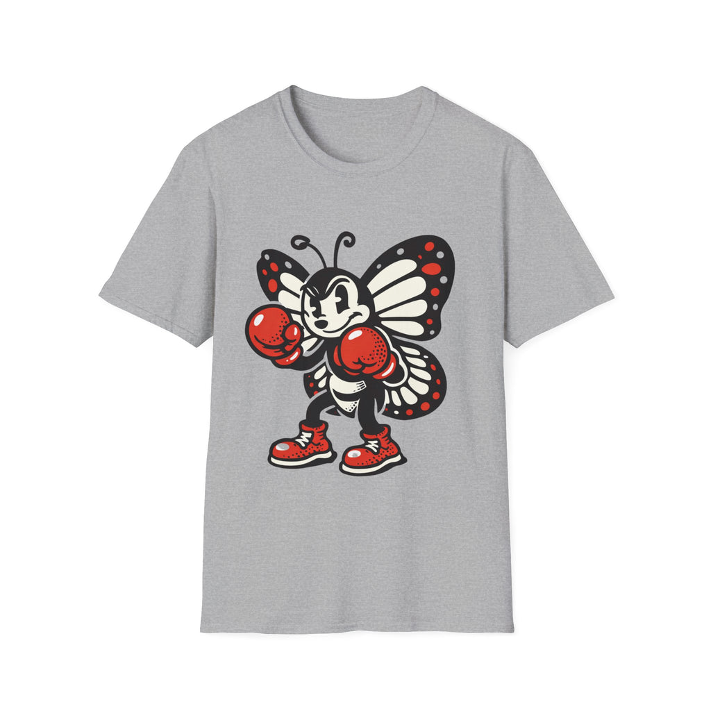 Boxing Butterfly T‑Shirt — Retro Mascot Graphic Tee for Fans of Sporty, Playful Style