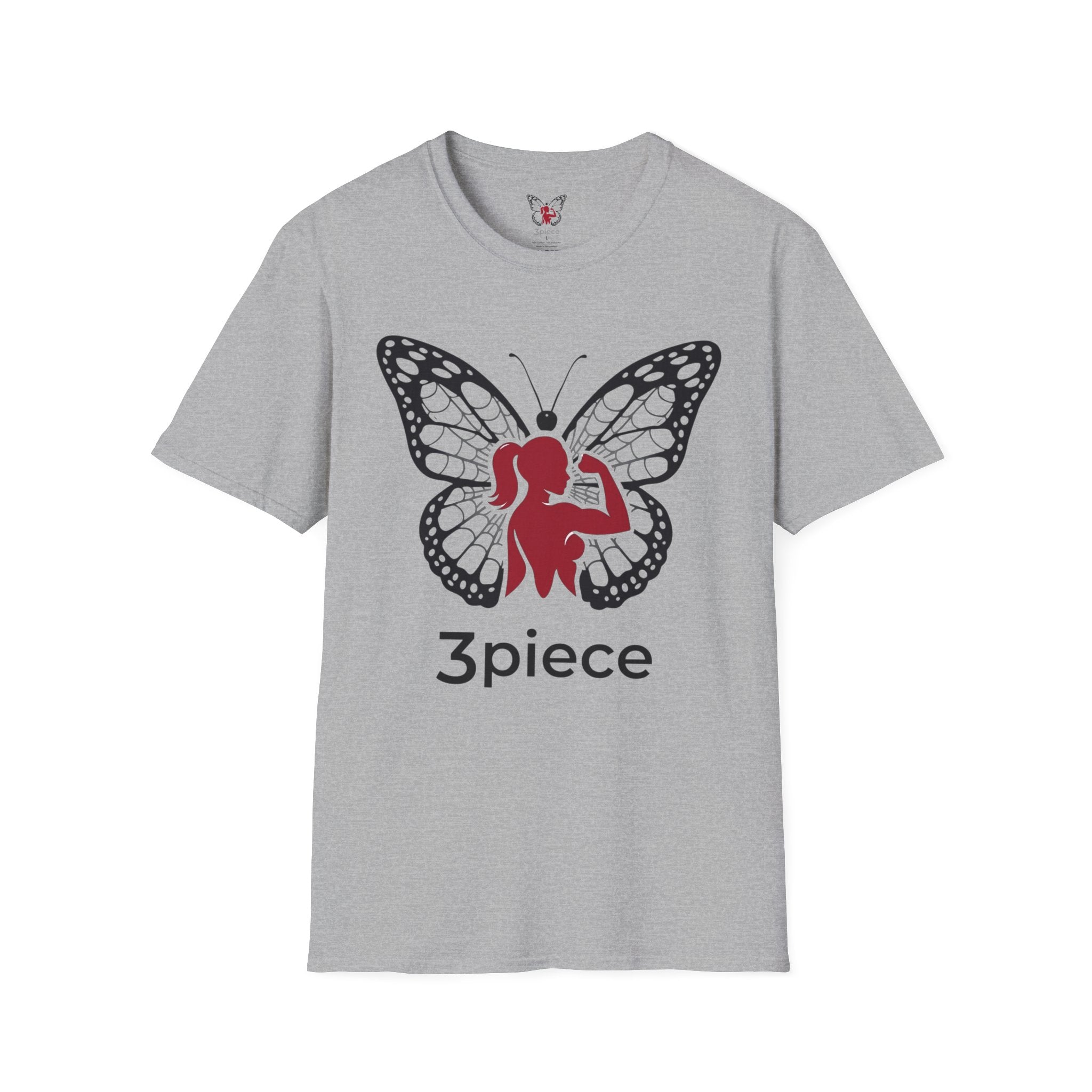 Butterfly Fitness Logo T-Shirt — "3piece" Silhouette Gym Tee
