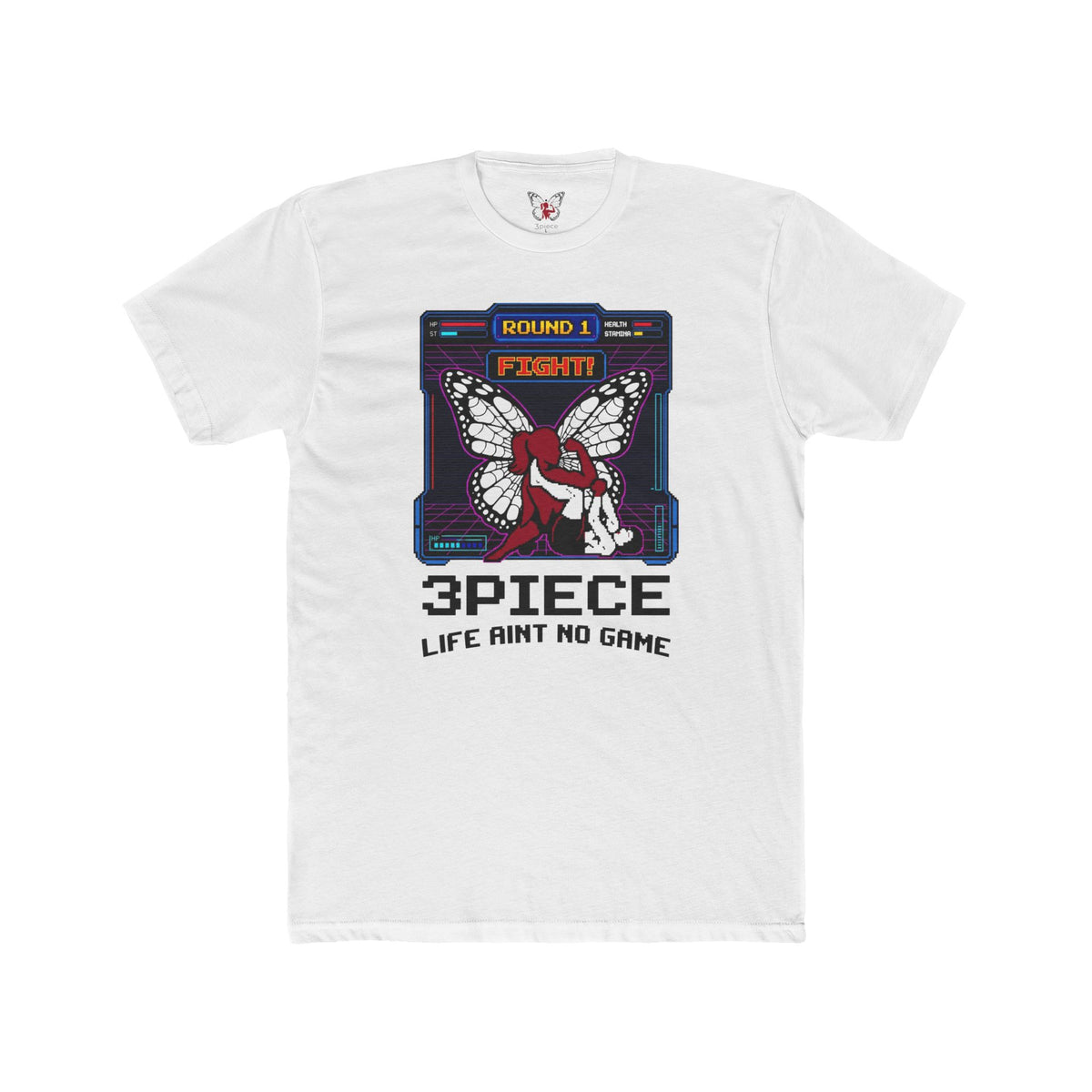 Retro Arcade Butterfly Tee — “3PIECE Life Ain't No Game” Graphic T-Shirt