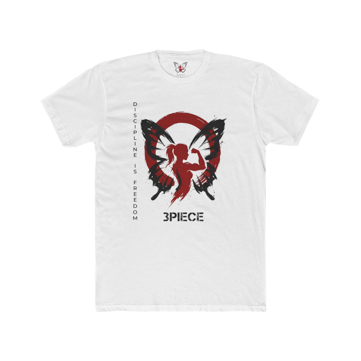 3PIECE Butterfly Emblem T-Shirt — "Discipline Is Freedom" Graphic Tee