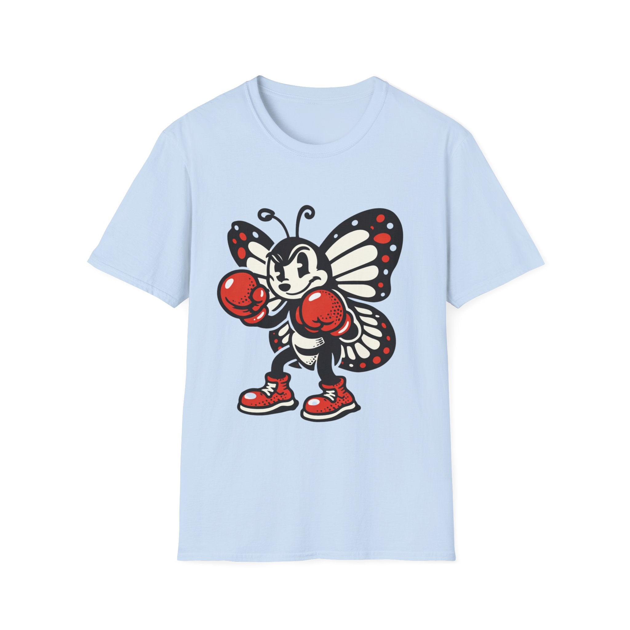 Boxing Butterfly T‑Shirt — Retro Mascot Graphic Tee for Fans of Sporty, Playful Style