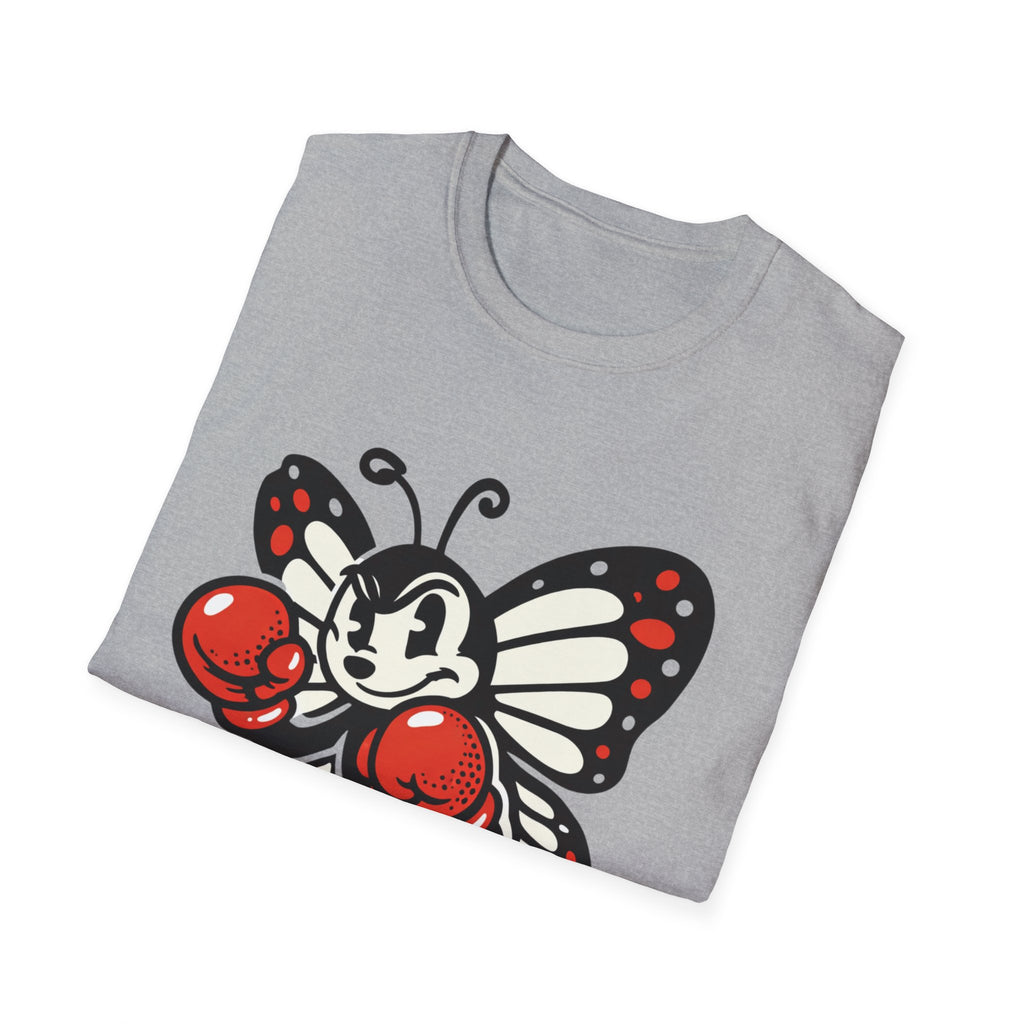 Boxing Butterfly T‑Shirt — Retro Mascot Graphic Tee for Fans of Sporty, Playful Style