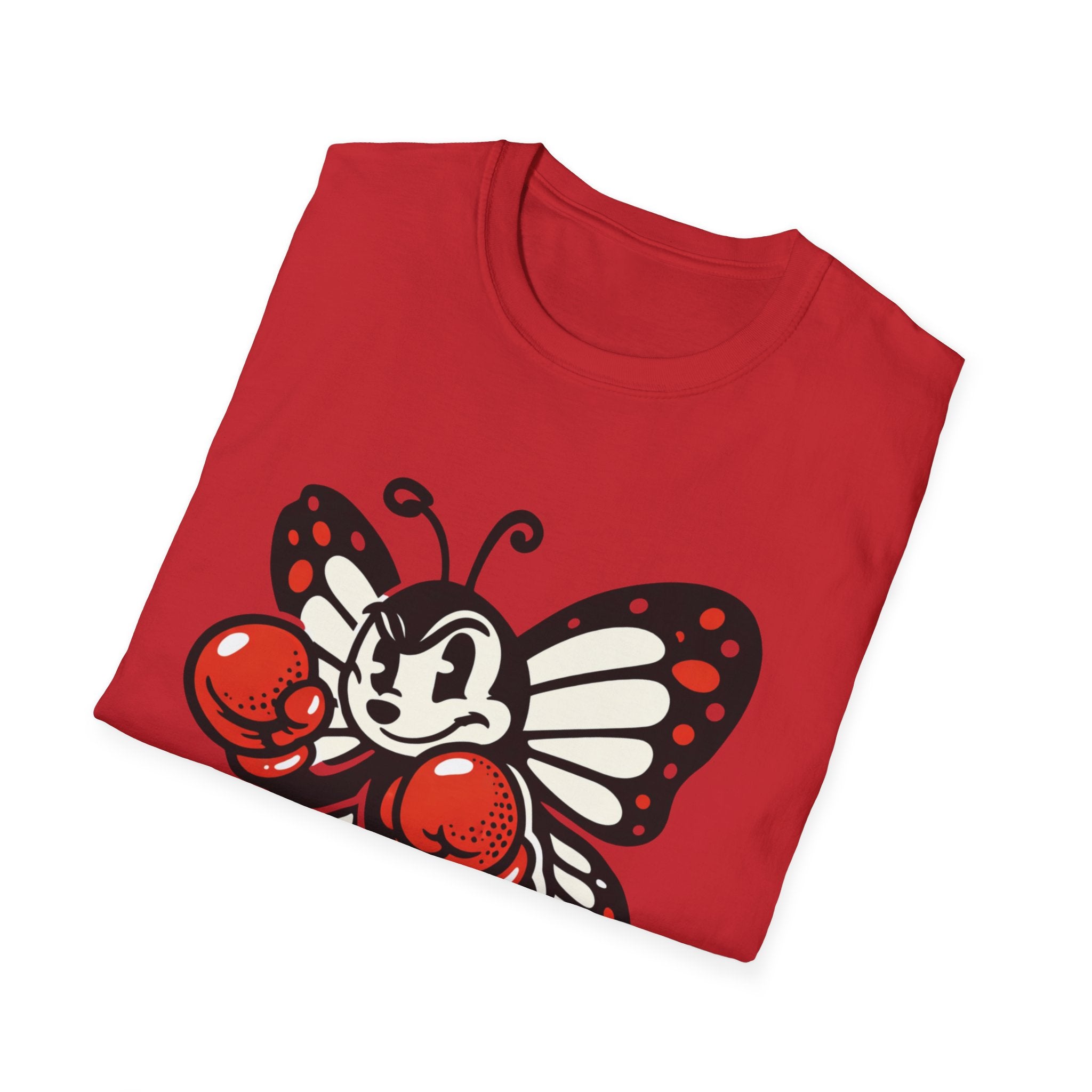 Boxing Butterfly T‑Shirt — Retro Mascot Graphic Tee for Fans of Sporty, Playful Style
