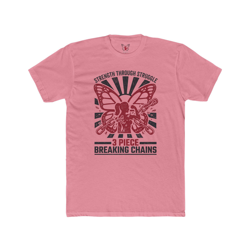 Strength Through Struggle Butterfly Tee — “3 Piece Breaking Chains” Inspirational Shirt