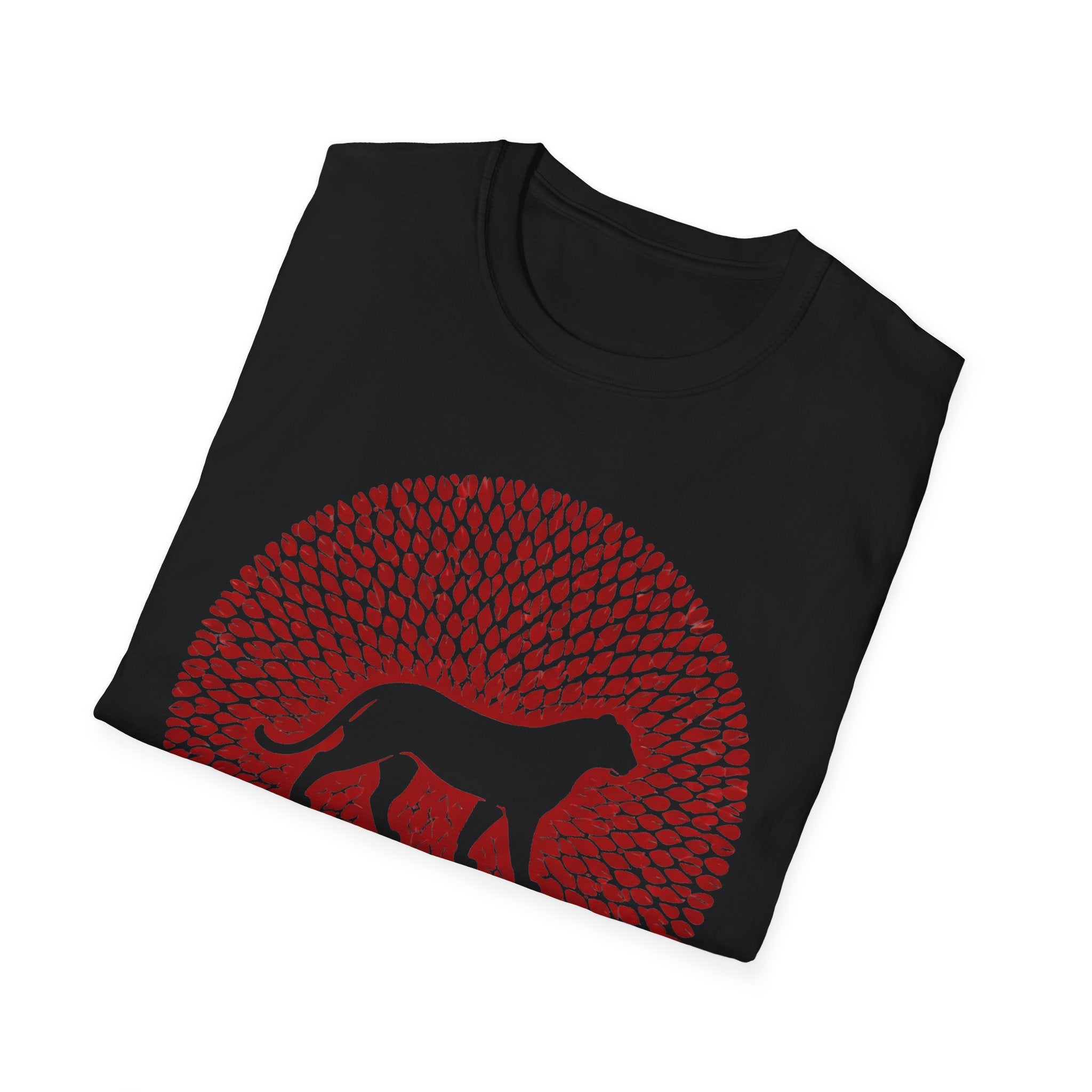 Dog Silhouette Mandala T-Shirt — Red Floral Pattern Tee for Dog Lovers